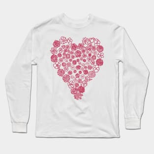 Viva Magenta Floral Heart of Flowers Mothers Day Long Sleeve T-Shirt